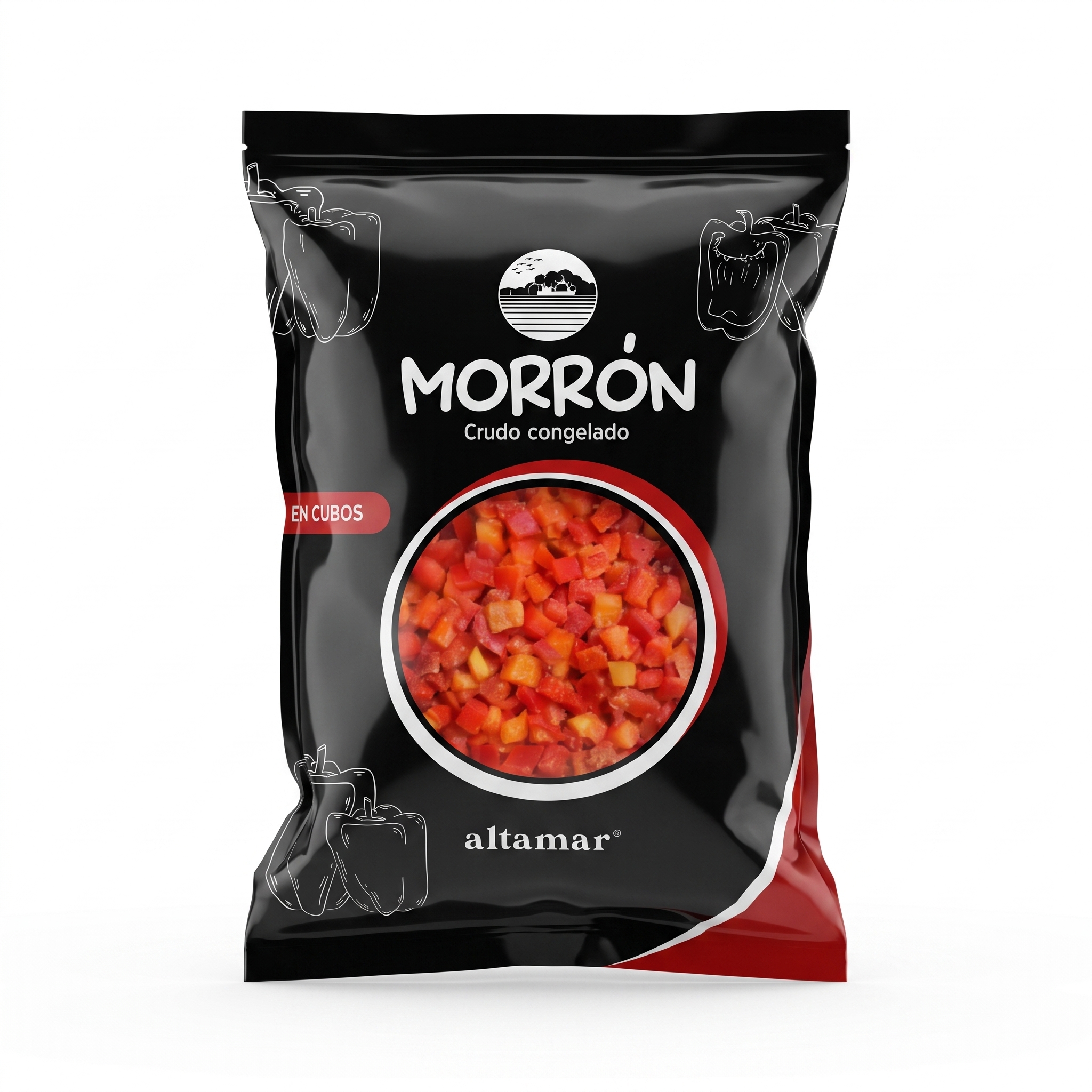 104 Morrón Rojo Picado Congelado 1Kg - Imagen 1