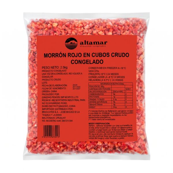Morrón Rojo Picado Congelado Familiar 2,5 Kg